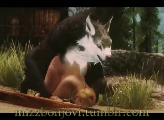 Video :Big wolf wrecking the pussy of helpless girl in force beastiality sex